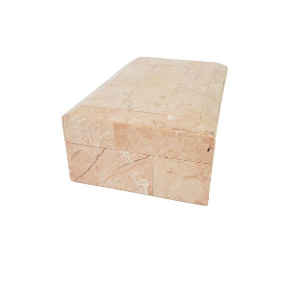 Vintage Friends & Co. Peach Marble Hinged Casket Style Trinket Jewelry Box - Picture 2 of 6